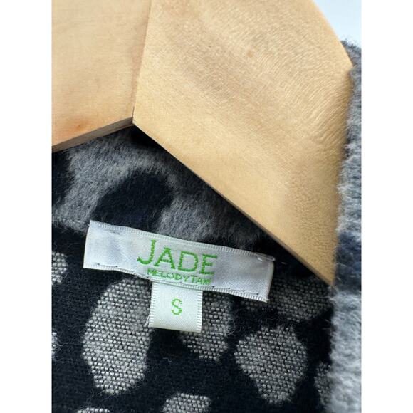 JADE Melody Tam Grey Navy Blue Cheetah Open Front Jacket Women's Size Small S - Picture 6 of 9